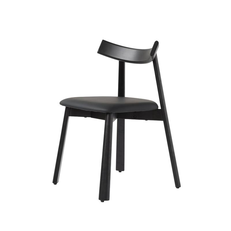 19" Modern Dining Kitchen Chairs PU Leather Seat Cushion wuth Solid Wood Legs Set of 2