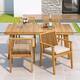 Option Beige,Natural; Wood Table with 4 Cushioned Chairs