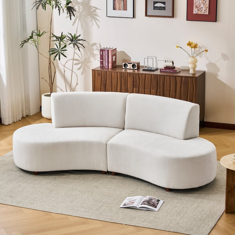 Christopher Knight Home - Luna Modern Upholstered Curved Sofa with Modular Design