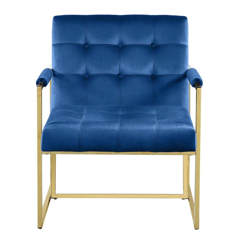 Morden Fort Accent Chair, Modern Armchair with Golden Metal Frame