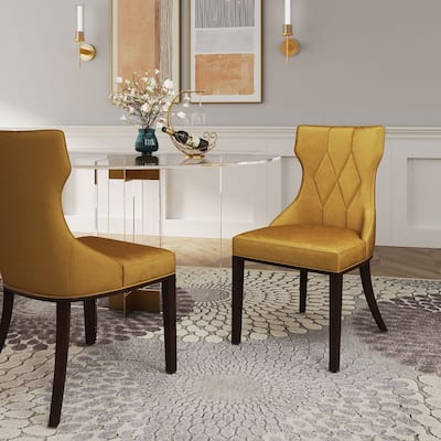 Reine Black and Walnut Velvet Dining Chair (Set of Two)