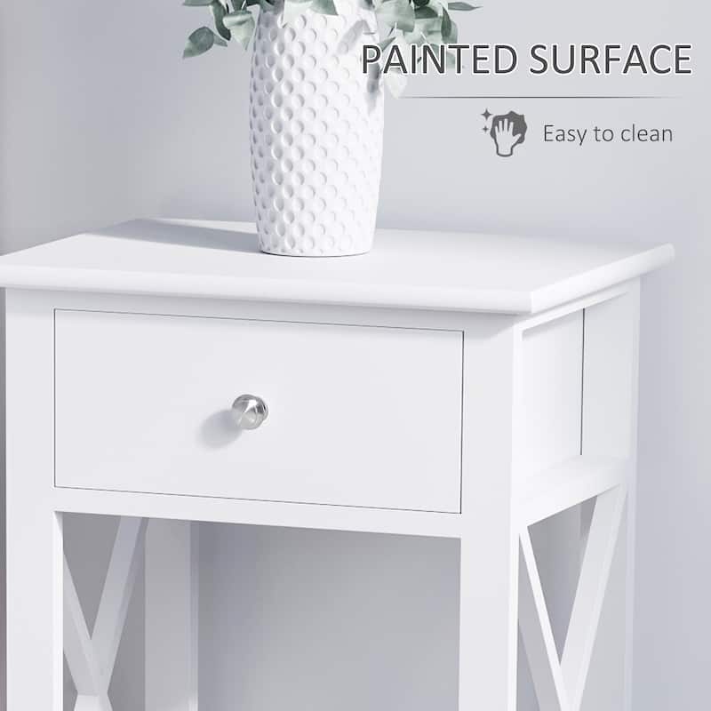HomCom Wood X-side End Table - 15.5"L X 12"W X 22"H