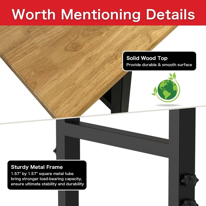 Adjustable Work Bench Wood Top Garage Workbench with Power Outlet