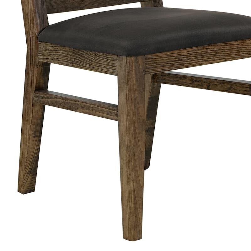 Tinaa Side Dining Chair, Black Polyester, Brown Pine Wood, Ladderback