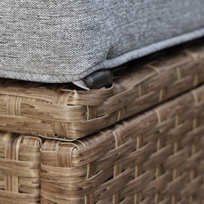 Outsunny 6-Piece Outdoor Patio Rattan Wicker Furniture Set with Comfortable Cotton Cushions, Removable Slip Covers