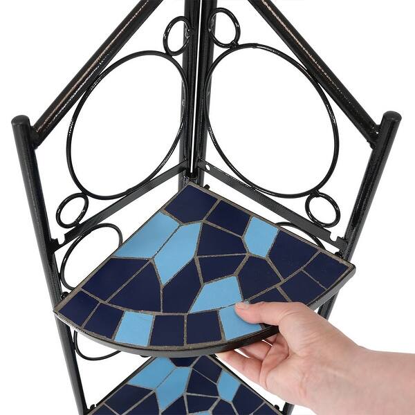 Shop Sunnydaze 3 Tier Folding Mosaic Plant Stand Corner Flower Pot