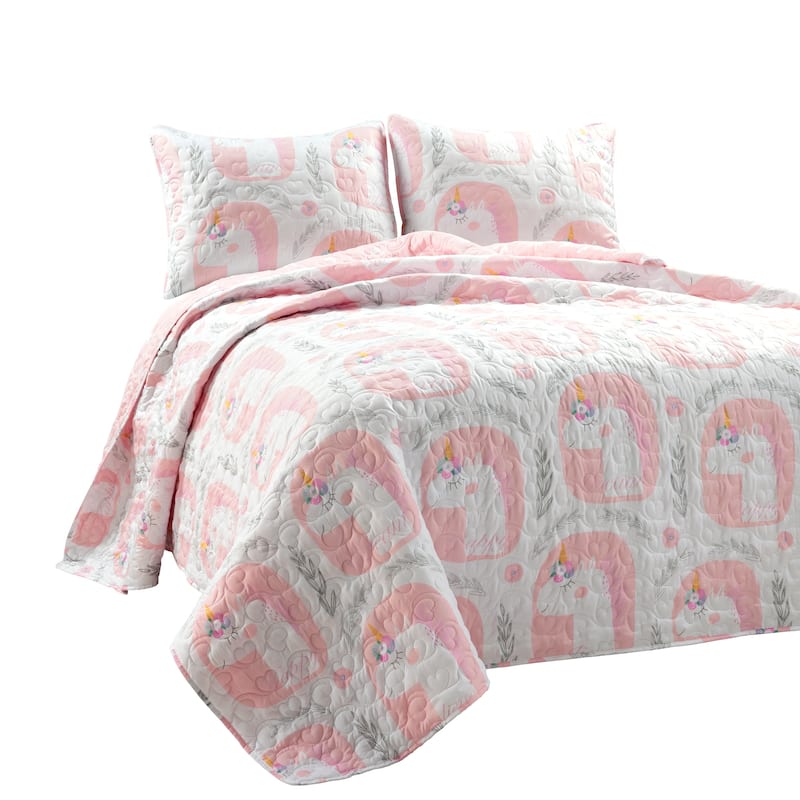 Lush Decor Inspirational Unicorn Reversible Oversized 3 Piece Quilt