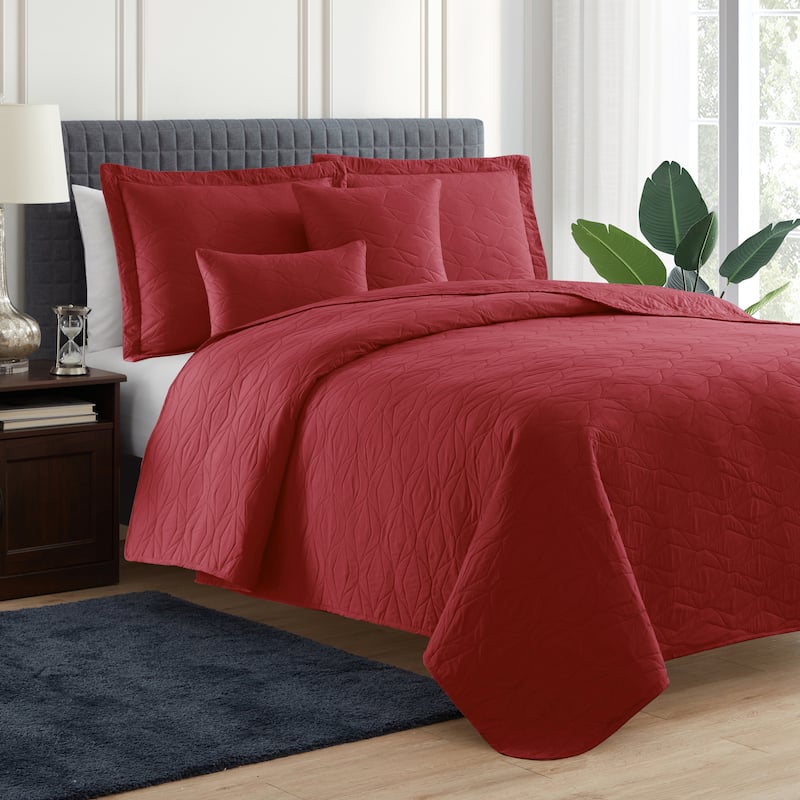 Clara Clark Bedspread Quilt Set - Ellipse Weave Pinsonic Lightweight Coverlet Set