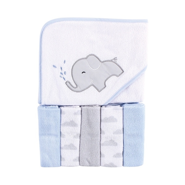 slide 1 of 1, Luvable Friends Baby Boy Hooded Towel with Five Washcloths, Elephant Spray, One Size - Elephant Spray - One Size One Size - Elephant Spray