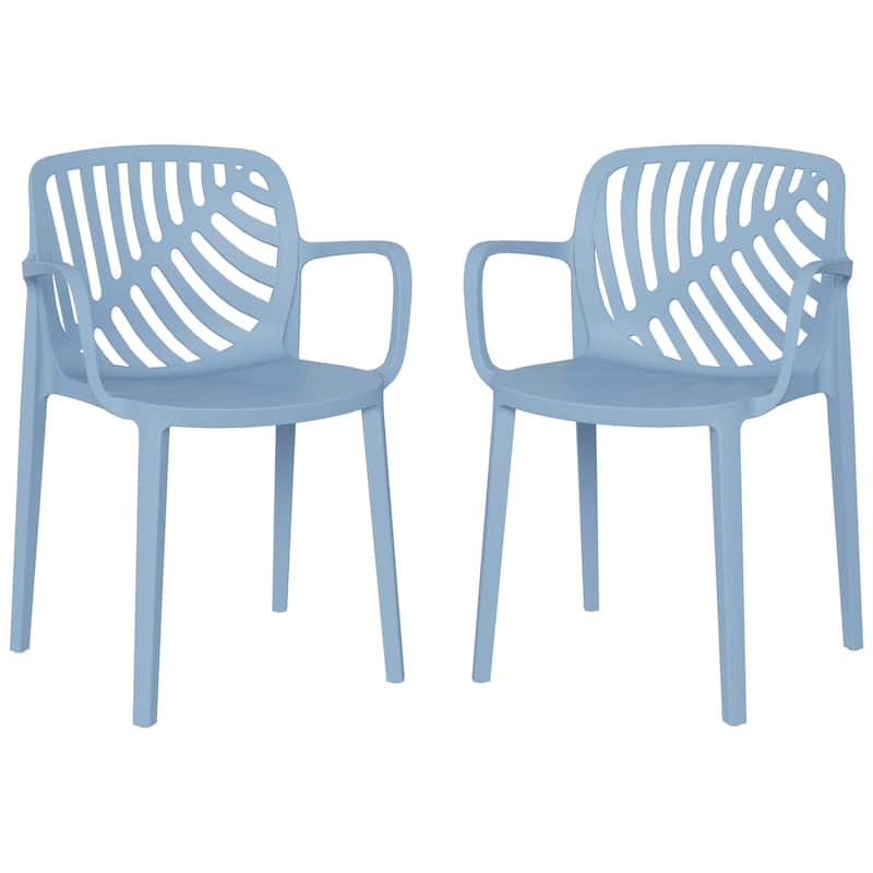 Frond and Form Outdoor Stacking Dining Armchair (Set of 2) - French Blue