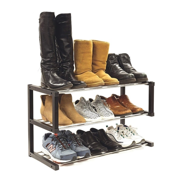 Allspace 3 Tier Shoe Storage Rack up to 12 Pairs Stackable Sturdy Metal 240078