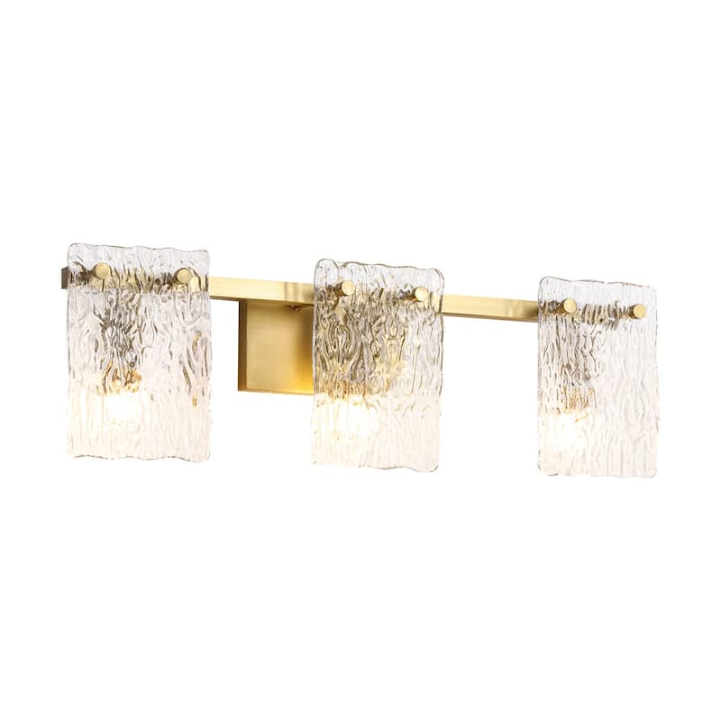 Modern 3-Light Rippled Glass Linear Bathroom Vanity Wall Lamp