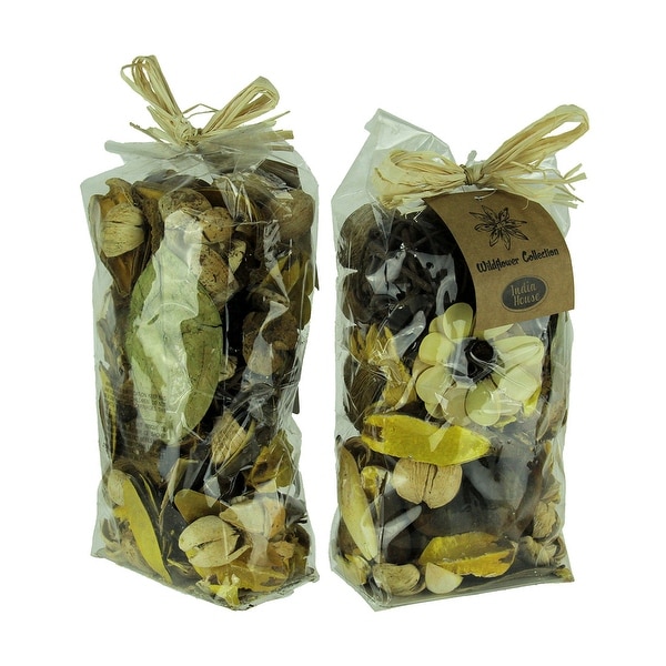 Double Bag Lot of Saffron Yellow and Brown Dried Botanical Decorative Filler - 9 X 4.5 X 3 inches