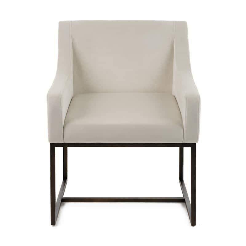 Modrest Elijah Modern Beige & Copper Antique Brass Dining Chair