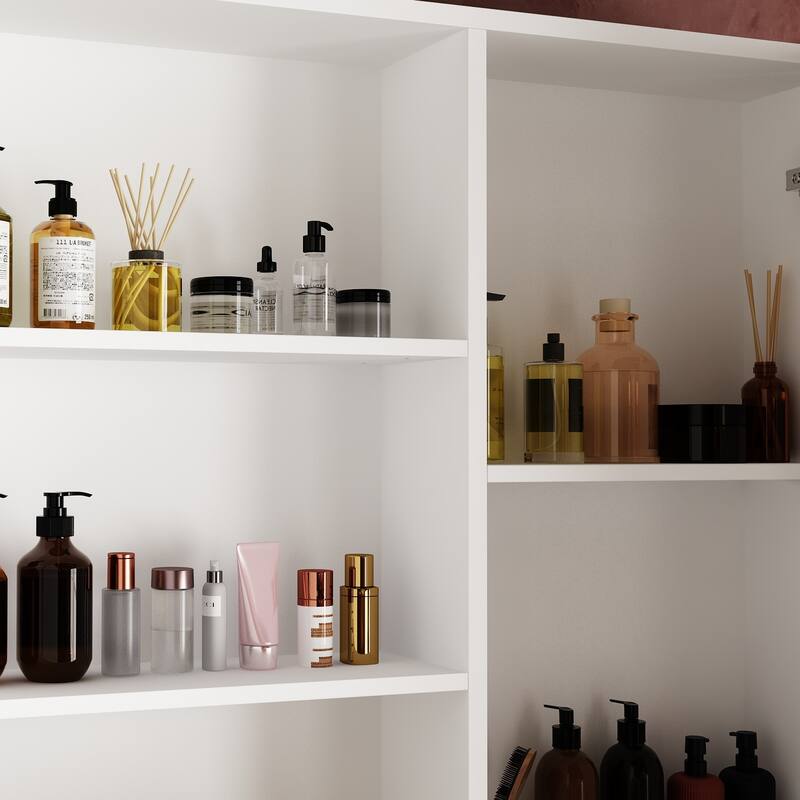 Sleek Storage Dresser with Ambient Mirror Lighting Makup Vanity Table