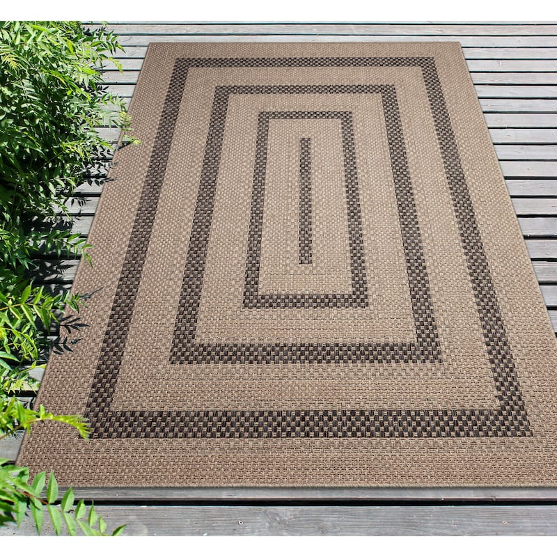 Liora Manne Monaco Multi Border Indoor/Outdoor Area Rug - 5'3" x 7'3" - Taupe
