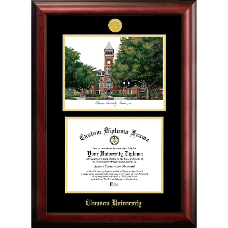 Clemson University 11w x 8.5h Gold Embossed Diploma Frame with Campus