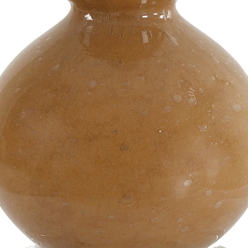 Seeded Glass Buffet Lamp with Drum Shade - 36" - Brown