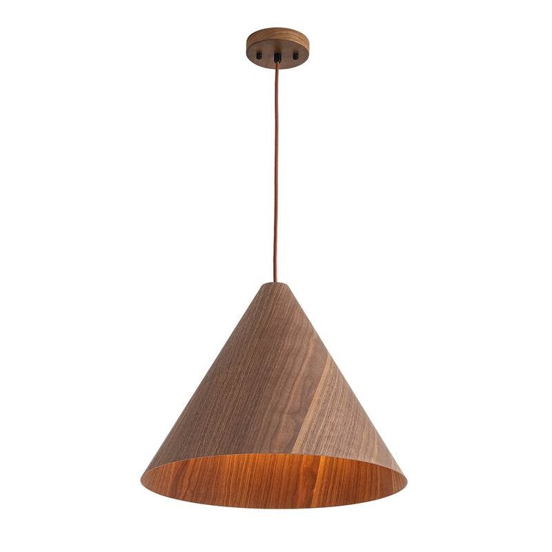 Scandinavian Wood Grain Large Tapered Conical Pendant Light 17.7in