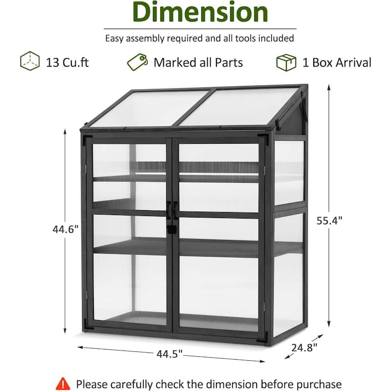 MCombo Cold Frame Greenhouse with Adjustable Shelves, Solid Wood 1344