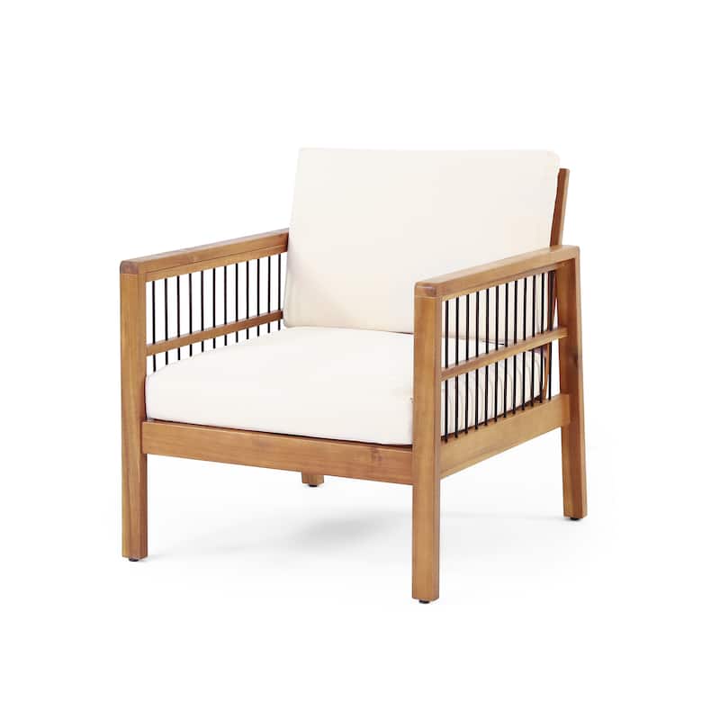 Acacia Wood and Wicker Outdoor Club Chair