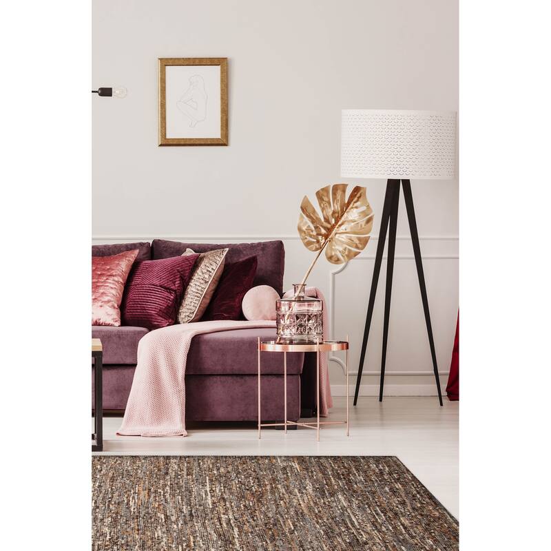 ECARPETGALLERY Braid weave Sienna Dark Brown Wool Rug - 6'1 x 9'1