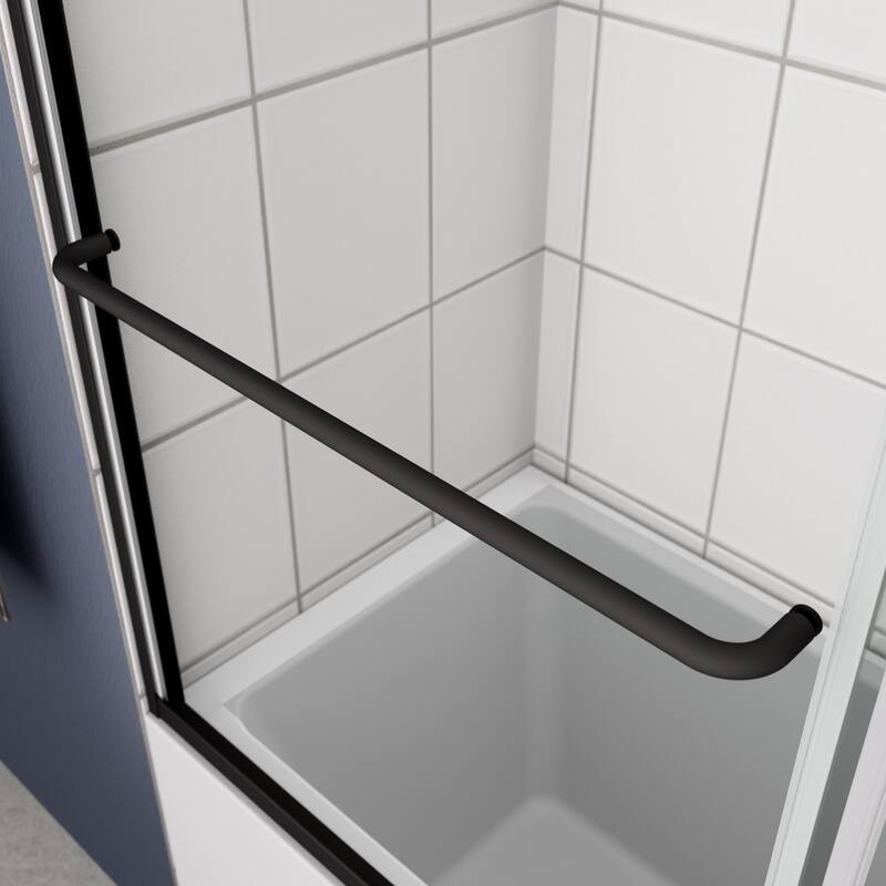 56"-60"W x 58"H Aluminum-framed bathtub door with stainless steel handle