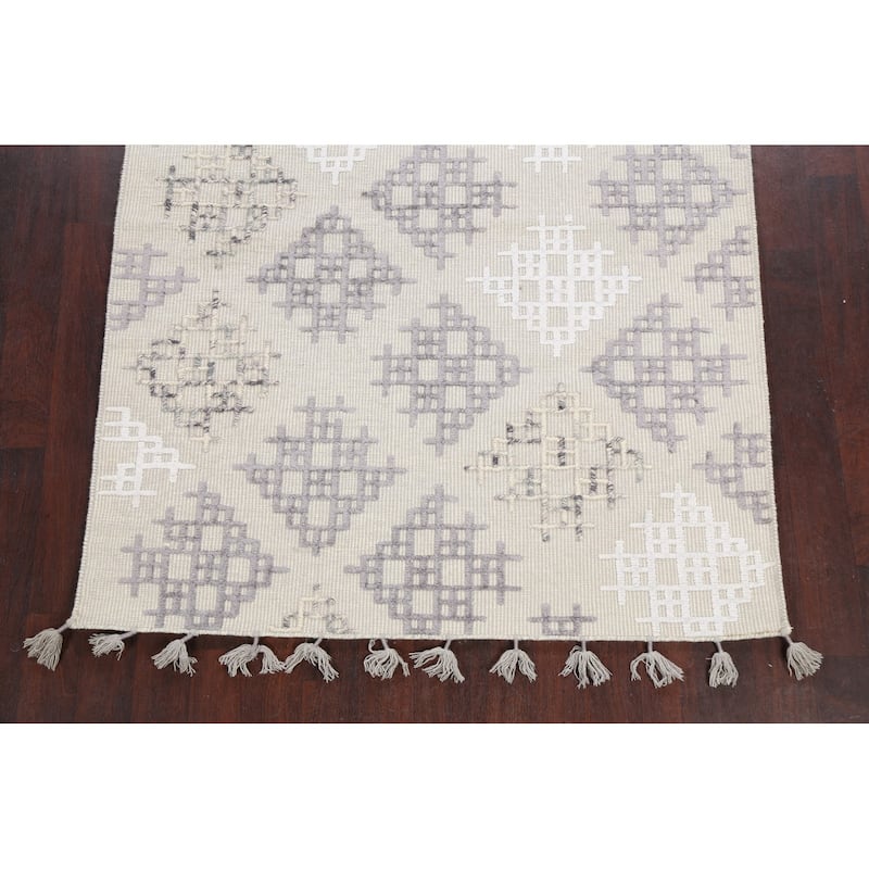 Contemporary Geometric Moroccan Oriental Wool Area Rug Handmade Carpet - 5'4" x 7'4"