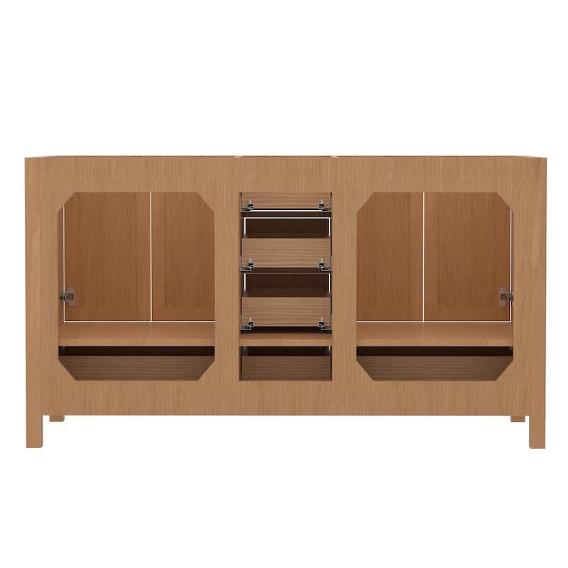 StarrySky 60 inch Undermount Double Sink Bathroom Vanity with Engineered Carrara Marble Top