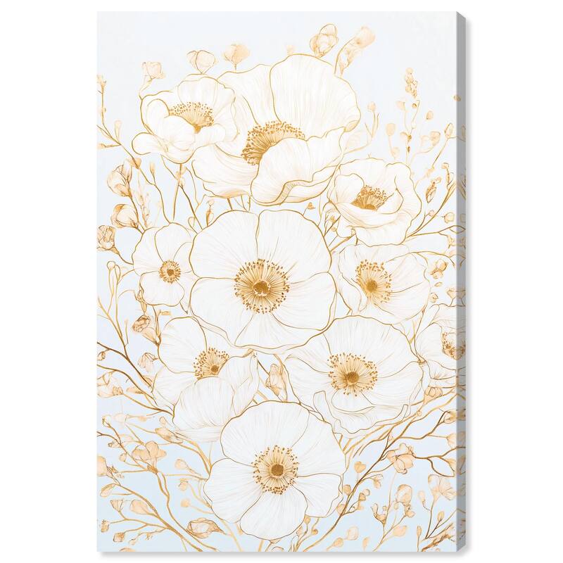 White and Gold Poppies II Canvas by Art Remedy, Gallery Wrapped - 30" x 45"