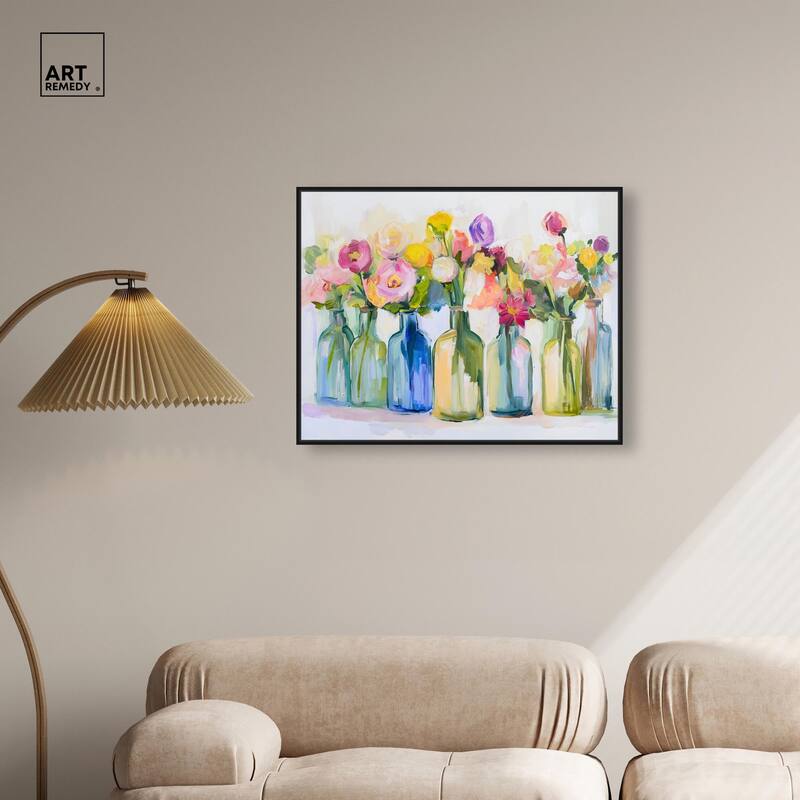 Bottles and Blooms Canvas by Art Remedy