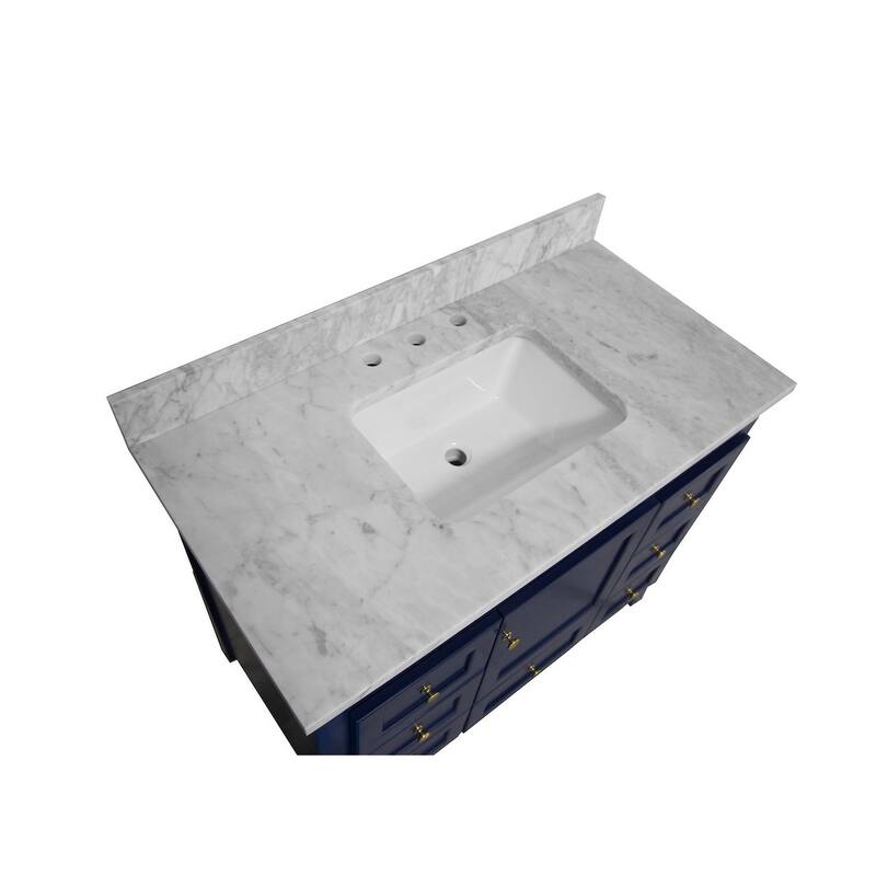 KitchenBathCollection Abbey 42" Bathroom Vanity with Carrara Marble Top
