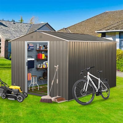 8 x 10 FT Outdoor Grey Metal Storage Shed