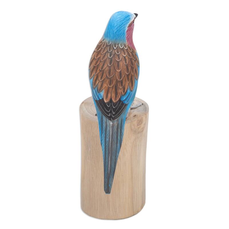 Novica Handmade The Eastern Bluebird Wood Statuette