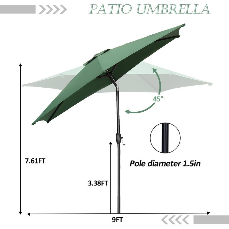Ainfox 9ft Outdoor Patio Umbrella Multi-color Crank Lift Without Base