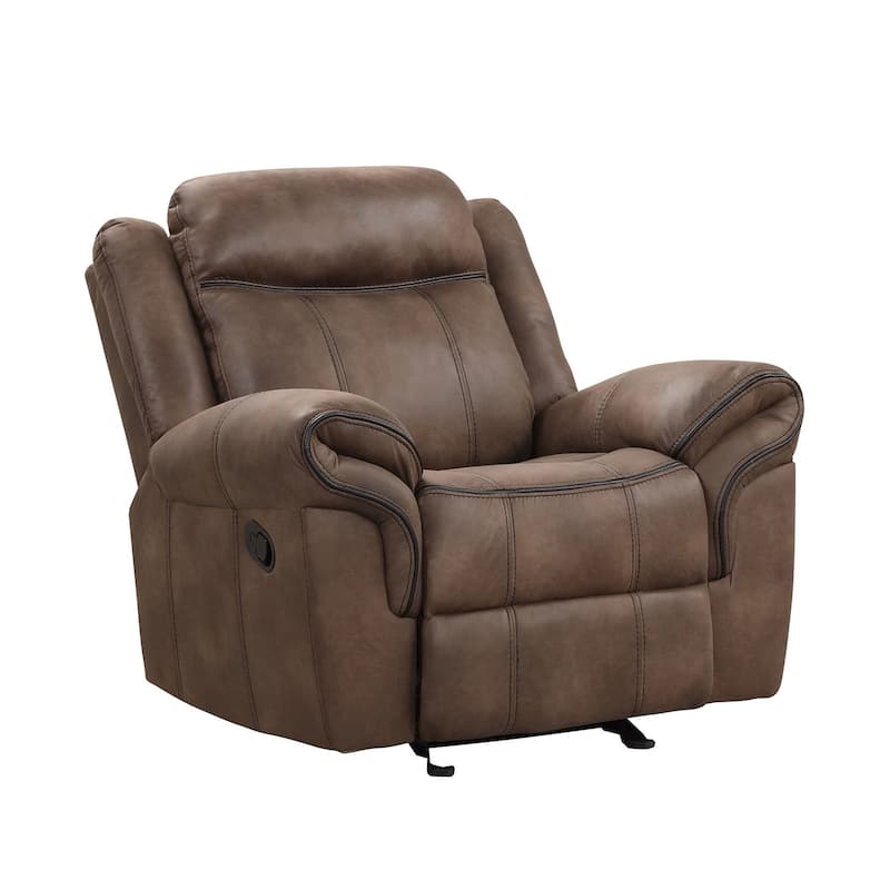 Arisa 3pc Sofa, Loveseat, Chair Manual Recliner Set, Brown Faux Leather