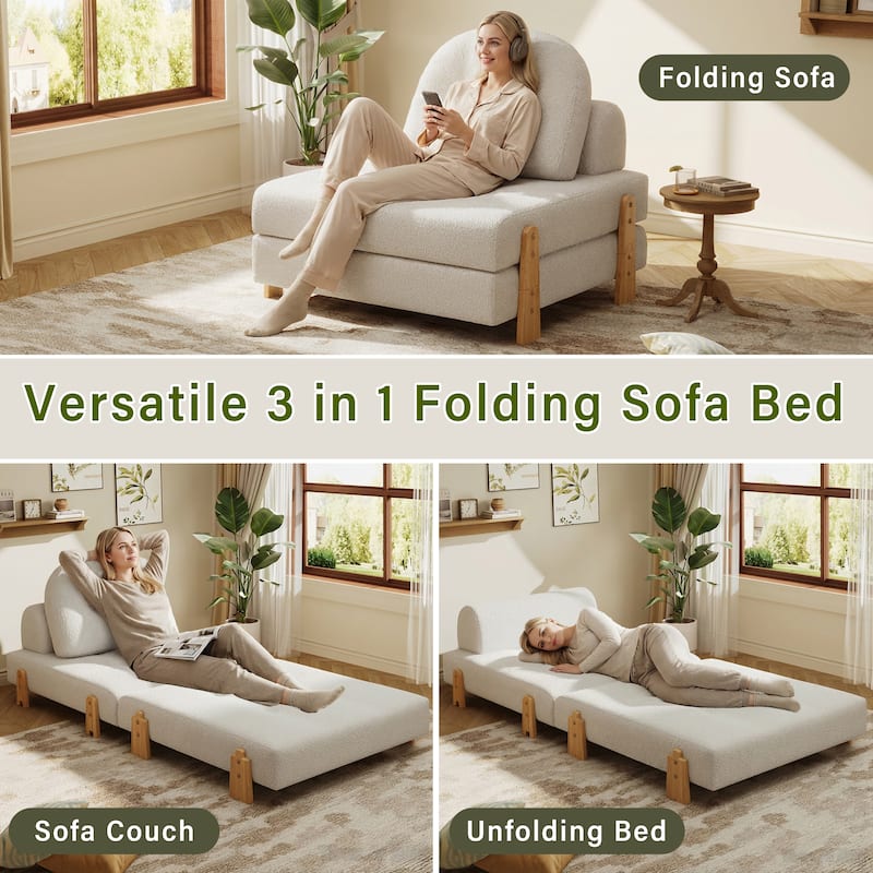 Christopher Knight Home - Lunessa Modern Upholstered Folding Ottoman with Backrest and Convertible Sleeper Design