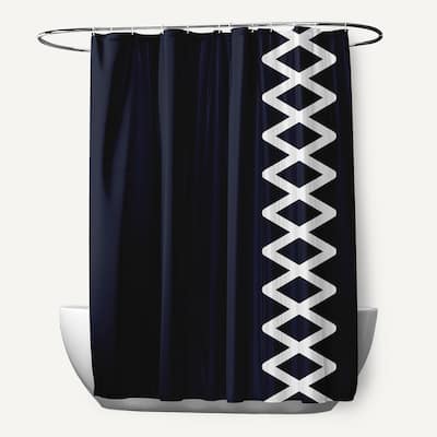 Side Diamond Stripe Geometric Pattern Shower Curtain
