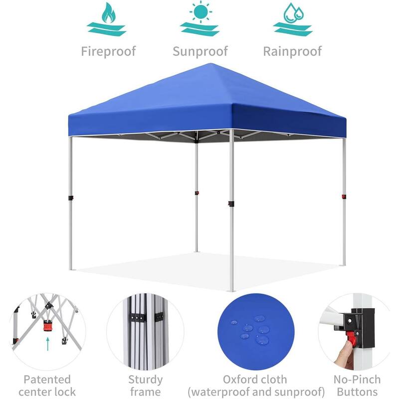10'X10' Outdoor Folding Portable Patio Shade, Pop Up Canopy Tent with 3 Adjustable Heights