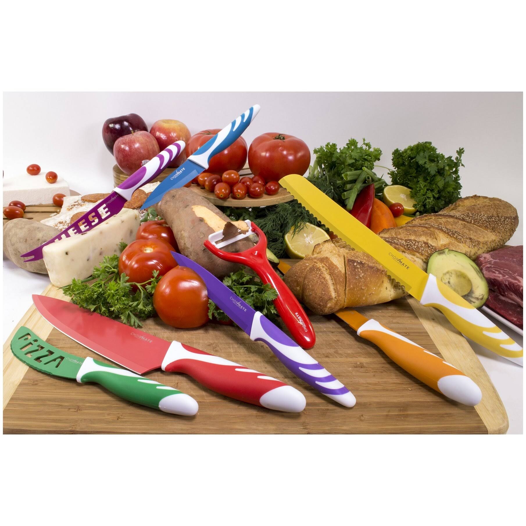 8 Pcs Stainless Steel Non Stick Kitchen Knife Set - Multicolor