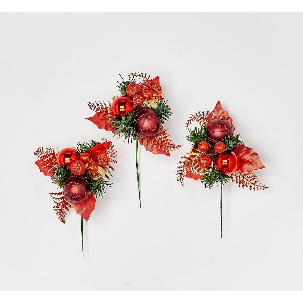 Ball Berry Instrument Pick, Burgundy, 3 Assorted, Set of 12 - Burgundy - 7