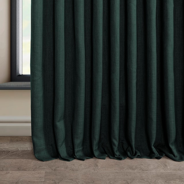 Exclusive Fabrics Faux Linen Extra Wide Room Darkening Curtain Panel
