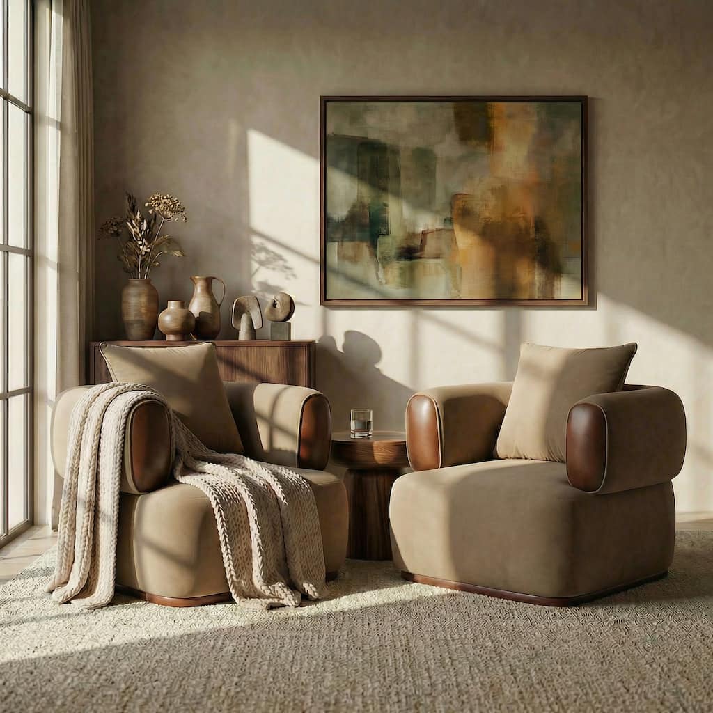 Christopher Knight Home Elyndor Velvet and PU Lounge Chair with Wrap-Around Backrest