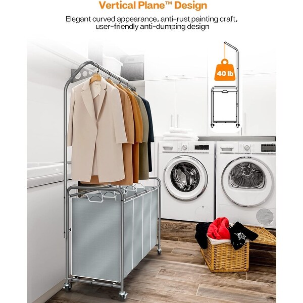 4 Compartments Laundry Basket with rolling lockable wheels Laundry Hamper Organizer On Sale Bed Bath Beyond 39884641