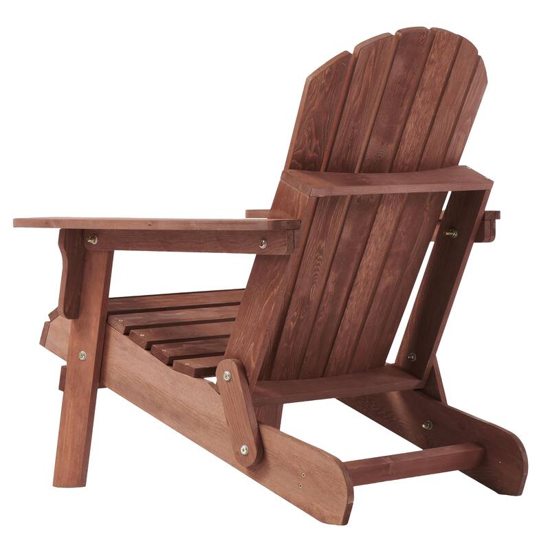 Oversize Wooden Outdoor Folding Adirondack Chair with Pre-Assembled BackRest & SeatBoard, for Garden Pool Deck Firepit