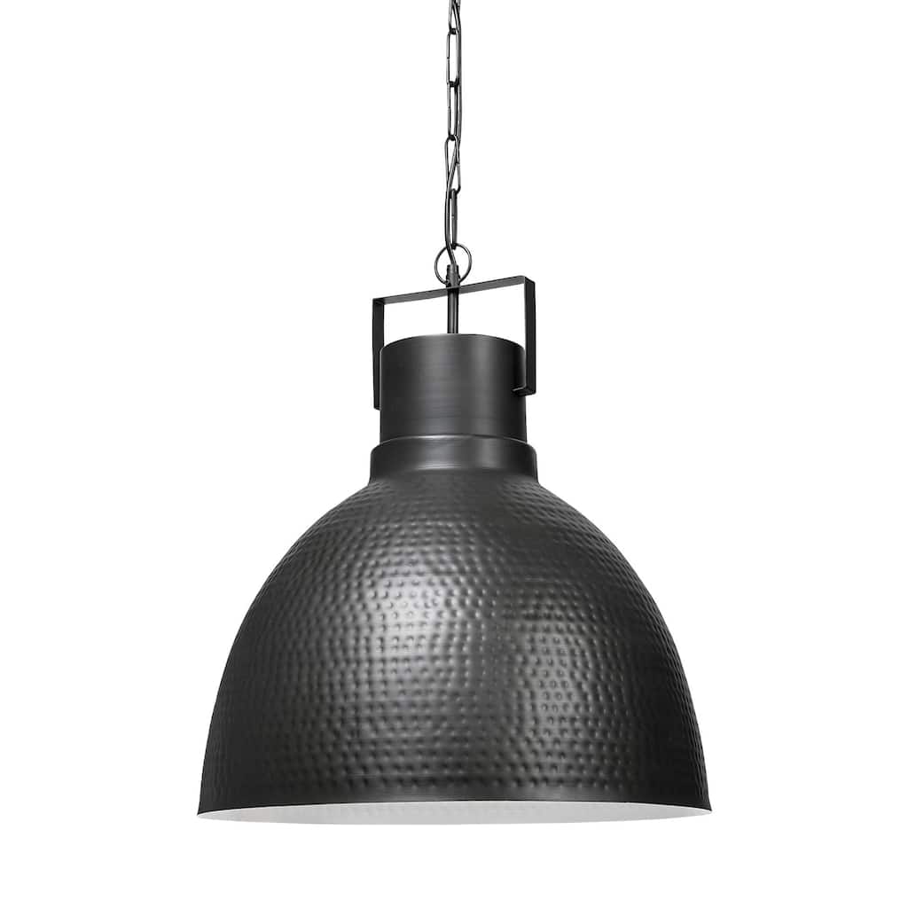 Minerva 19x22 Metallic Gray Hammered Detail Pendant Light - 19.0L x 19.0W x 22.0H