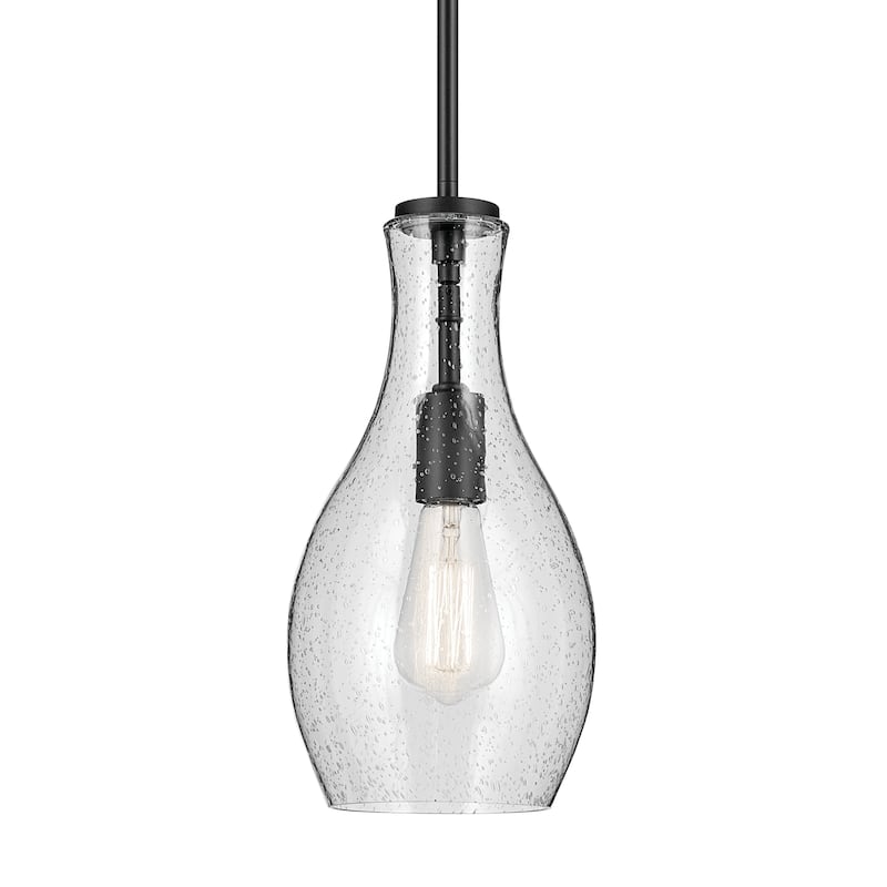 Kichler Lighting Everly 1-Light Bell Pendant Light with Seeded Glass