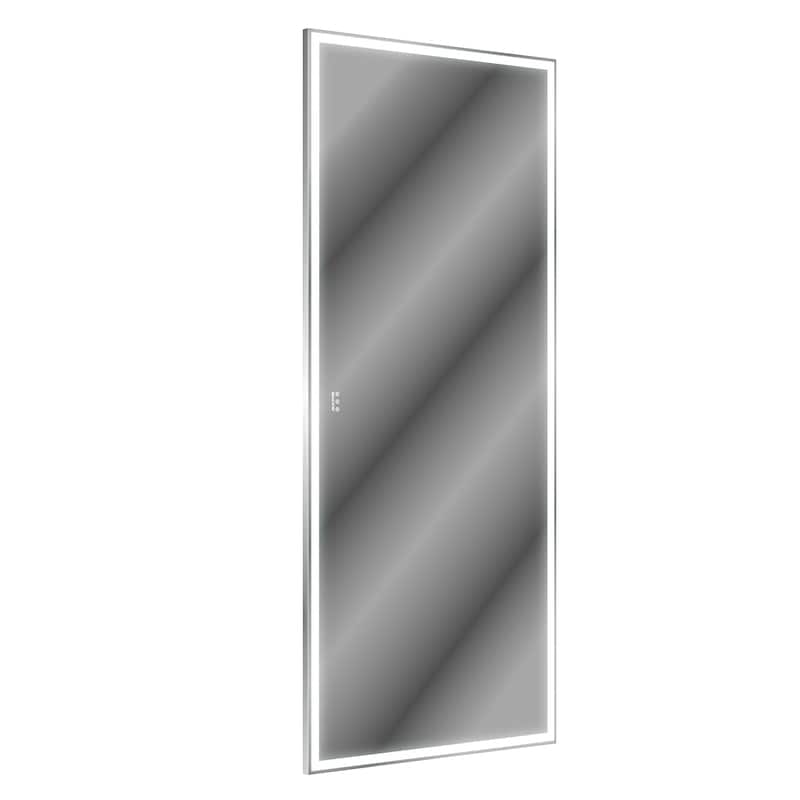 84 inches Rectangular Framed Dimmable Wall Mounted LED Bathroom Mirror in Silver
