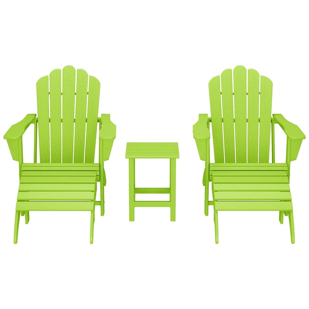 Aderson Outdoor Poly Adirondack Chair with Side Table and Ottoman 5-Piece Set