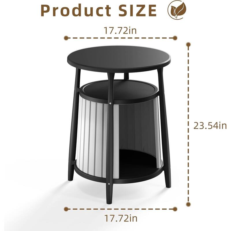 Decksplore Side Table with Storage All-Weather Resin Living Room, Bedroom, Balcony, Reading Room (Black)